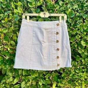Forever 21 Button Front Denim Raw Hem Skirt Blue Size M